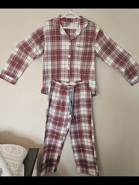 Red Plaid Women's Pajama Set with Button-Front Top
